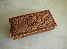 Load image into Gallery viewer, Vintage Style Embossed Plastic Trinket Box - Bird &amp; Floral Design - 15cm x 7.5cm x 4.5cm
