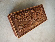 Load image into Gallery viewer, Vintage Style Embossed Plastic Trinket Box - Bird &amp; Floral Design - 15cm x 7.5cm x 4.5cm
