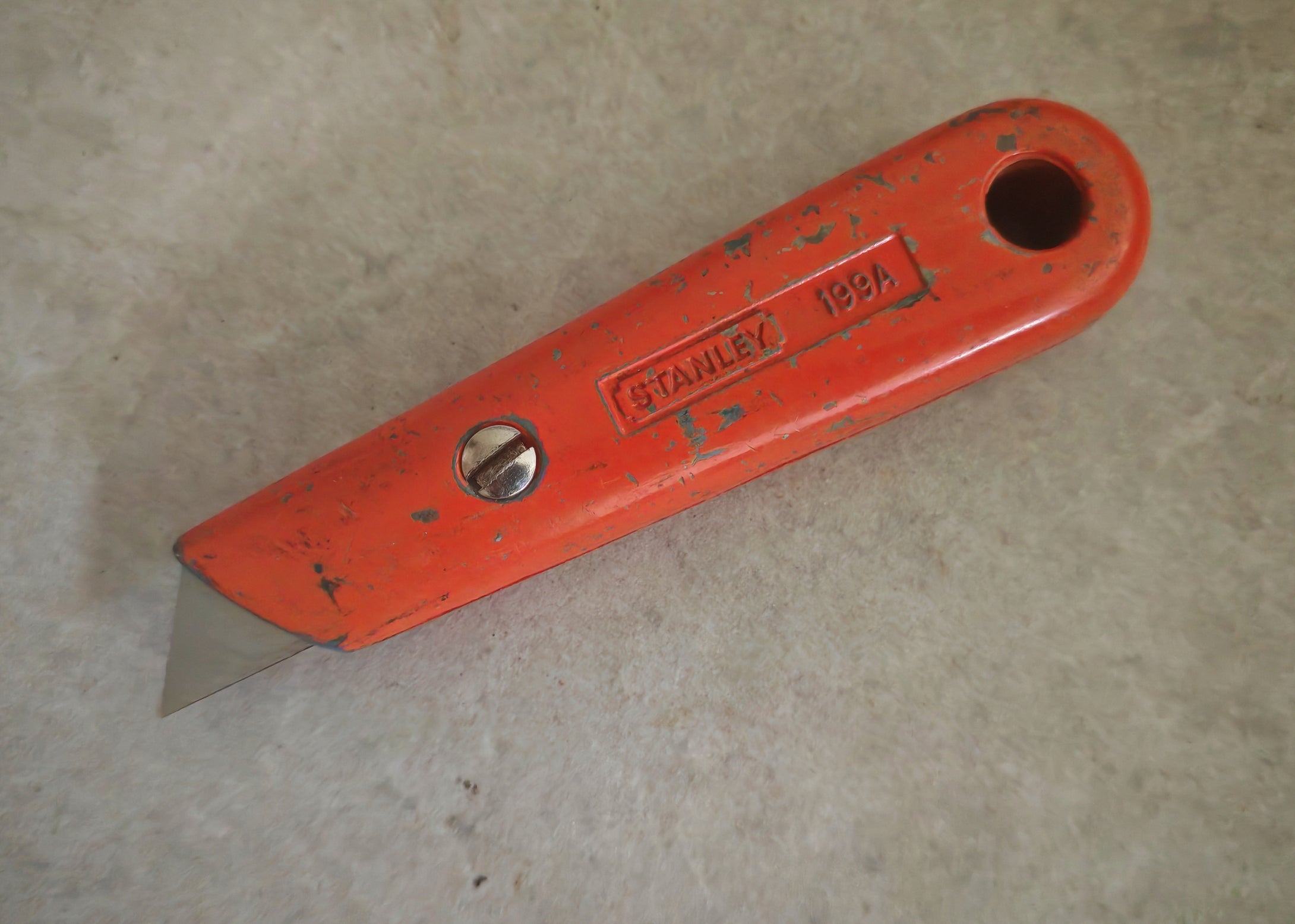 Vintage Stanley 199A Utility Knife - Made in England - Orange Metal Body - Used Condition
