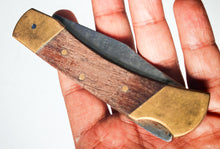 Load image into Gallery viewer, Vintage Folding Pocket Knife – Wood &amp; Brass – 10cm Folded – Used
