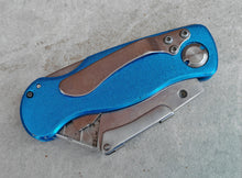 Load image into Gallery viewer, Blue Folding Utility Knife – Multi-Tool Pocket Cutter with Belt Clip – Retractable Blade, Pat Pending Design
