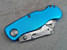 Load image into Gallery viewer, Blue Folding Utility Knife – Multi-Tool Pocket Cutter with Belt Clip – Retractable Blade, Pat Pending Design
