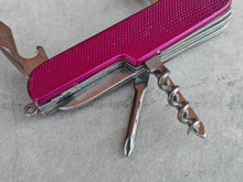 Load image into Gallery viewer, Vintage Multi-Tool Pocket Knife – 11 Function Folding Knife – Pink Textured Handle – Stainless Steel – Camping EDC Tool – Unbranded

