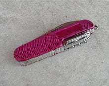 Load image into Gallery viewer, Vintage Multi-Tool Pocket Knife – 11 Function Folding Knife – Pink Textured Handle – Stainless Steel – Camping EDC Tool – Unbranded
