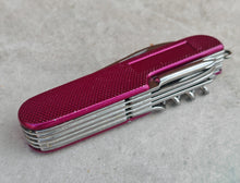 Load image into Gallery viewer, Vintage Multi-Tool Pocket Knife – 11 Function Folding Knife – Pink Textured Handle – Stainless Steel – Camping EDC Tool – Unbranded
