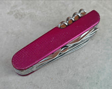 Load image into Gallery viewer, Vintage Multi-Tool Pocket Knife – 11 Function Folding Knife – Pink Textured Handle – Stainless Steel – Camping EDC Tool – Unbranded
