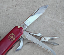 Load image into Gallery viewer, Vintage BPA EI Multi Tool Pocket Knife – 13-in-1 Folding Utility Knife – Red Handle – Stainless Steel – China Made – Collectible EDC Tool
