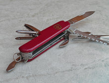 Load image into Gallery viewer, Vintage BPA EI Multi Tool Pocket Knife – 13-in-1 Folding Utility Knife – Red Handle – Stainless Steel – China Made – Collectible EDC Tool
