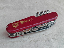 Load image into Gallery viewer, Vintage BPA EI Multi Tool Pocket Knife – 13-in-1 Folding Utility Knife – Red Handle – Stainless Steel – China Made – Collectible EDC Tool
