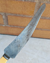 Load image into Gallery viewer, Vintage Curved Steel Blade Knife with Cream Handle – Rustic 27.5cm Utensil
