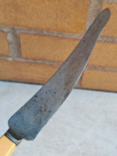 Load image into Gallery viewer, Vintage Curved Steel Blade Knife with Cream Handle – Rustic 27.5cm Utensil
