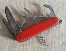Load image into Gallery viewer, Vintage Red Handle Multi-Tool Pocket Knife – Collectible Swiss-Style Folding Knife
