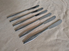 Load image into Gallery viewer, Set of 6 Stainless Steel Table Knives – 20.5cm – Used – Vintage Modern Design

