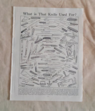 Load image into Gallery viewer, Vintage Original Bookplate Print Antique Knife Illustration Chart – Old Reference Plate – Collectible Wall Art – Used
