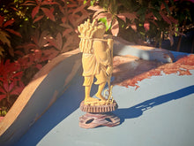 Load image into Gallery viewer, Vintage Asian Fisherman Figurine Resin or Bone Effect Scholar Statue with Fish Carved Figure 19.5cm
