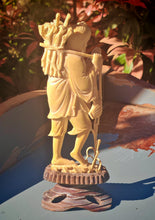 Load image into Gallery viewer, Vintage Asian Fisherman Figurine Resin or Bone Effect Scholar Statue with Fish Carved Figure 19.5cm
