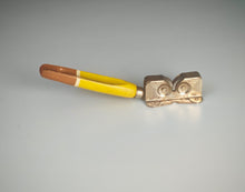 Load image into Gallery viewer, Vintage Manual Knife Sharpener 20cm Yellow Wooden Handle Dual Wheel Blade Sharpener
