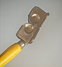 Load image into Gallery viewer, Vintage Manual Knife Sharpener 20cm Yellow Wooden Handle Dual Wheel Blade Sharpener
