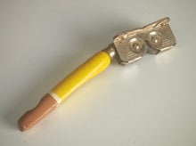 Load image into Gallery viewer, Vintage Manual Knife Sharpener 20cm Yellow Wooden Handle Dual Wheel Blade Sharpener
