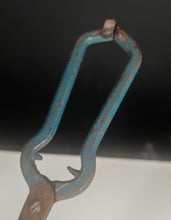 Load image into Gallery viewer, Vintage Garden Pruning Shears 17cm Metal Snips Blue Handle Rusty Patina Tool
