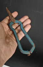 Load image into Gallery viewer, Vintage Garden Pruning Shears 17cm Metal Snips Blue Handle Rusty Patina Tool
