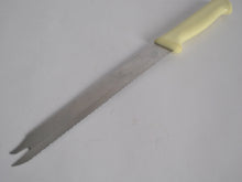 Load image into Gallery viewer, Vintage Stainless Steel Bread / Meat Carving Knife, Cream Plastic Handle, 29.5cm Long
