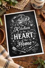 Load image into Gallery viewer, The Kitchen Is The Heart Of The Home A4 Art Print Kitchen Wall Decor Quote
