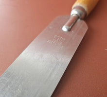 Load image into Gallery viewer, 1960s Chrome Plated Palette Spatula Spreader Shabby Yellow Painted Wooden
