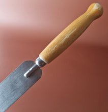 Load image into Gallery viewer, 1960s Chrome Plated Palette Spatula Spreader Shabby Yellow Painted Wooden
