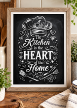 Load image into Gallery viewer, The Kitchen Is The Heart Of The Home A4 Art Print Kitchen Wall Decor Quote
