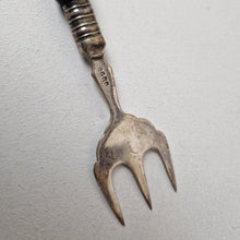 Load image into Gallery viewer, Antique Serving Fork, Cold Meats, Meat Fork, Bread Fork, Antler Handle, Silver Plate, Elegant Flatwa
