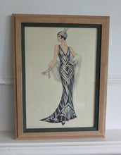Load image into Gallery viewer, Framed Art Deco Lady Fashion Print Vintage Style Wall Art Picture 35.5 x 27cm
