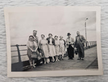 Load image into Gallery viewer, Vintage Black &amp; White Old Family Group Travel Photograph, Group Of Woman with Smartly Dressed Men By
