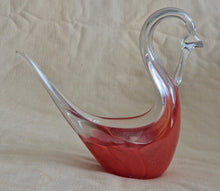 Load image into Gallery viewer, Mtarfa Maltese red and clear glass Swan figurine paper weight
