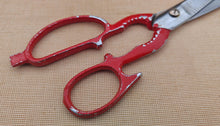 Load image into Gallery viewer, Vintage Multi-Purpose Kitchen Scissors – Red Cast Handle – Serrated Blades – 20cm Long
