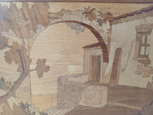 Load image into Gallery viewer, Vintage Wooden Marquetry Wall Plaque Landscape Scene Inlaid Wood Art 35cm
