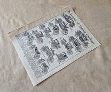 Load image into Gallery viewer, Vintage Drawing Image Book Plate , Horse Carriage Image Illustrations, Varieties Of Former Carriages
