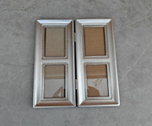 Load image into Gallery viewer, Vintage Silver-Tone Folding Metal Photo Frame | 4 Picture Slots | Beaded Edge Detail | 21.5cm x 19cm

