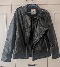 Load image into Gallery viewer, USE CLUP Men’s Black Faux Leather Biker Jacket – Size S – Made in Turkey
