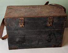 Load image into Gallery viewer, Vintage Electrician's Wooden Tool Chest with Original Leather Strap
