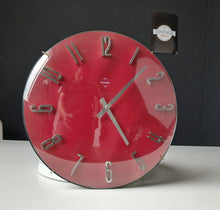 Load image into Gallery viewer, Vintage Retro Red Wall Clock Premier Quartz Space Age Style 31cm Tested
