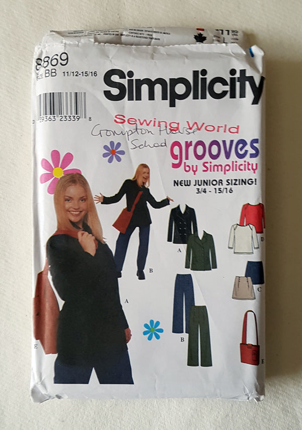SIMPLICITY 8869 JUNIOR JACKET-PANTS-SKIRT  SIZE AA 3/4-9/10