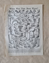 Load image into Gallery viewer, Vintage Drawing Image Book Plate , Boots and Shoes Image Illustrations, When Was That Boot Worn? Old
