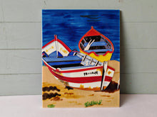 Load image into Gallery viewer, Vintage Elgate Ceramic Wall Plaque – Nautical Fishing Boat Scene – 35.5cm x 28cm
