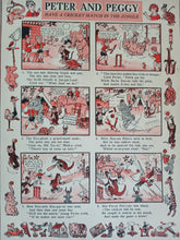 Load image into Gallery viewer, Vintage Peter and Peggy Cricket Match in the Jungle Book Print 35 x 25.5cm
