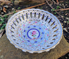 Load image into Gallery viewer, Beautiful porcelain pierced chintzy dish made by past times 1980s , Lattice Bowl - Beautiful Colours
