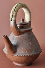 Load image into Gallery viewer, Vintage Sasak Pottery Earthenware Tea Pot with Wicker Handle Handmade Teapot
