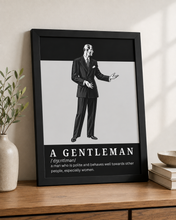 Load image into Gallery viewer, A Gentleman Definition Vintage Style Print A4 Framed Retro Gentleman Wall Art
