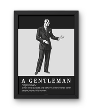 Load image into Gallery viewer, A Gentleman Definition Vintage Style Print A4 Framed Retro Gentleman Wall Art
