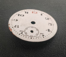 Load image into Gallery viewer, Vintage Enamel Pocket Watch Dial , Arabic Numerals , Sub-Seconds – Red , Swiss
